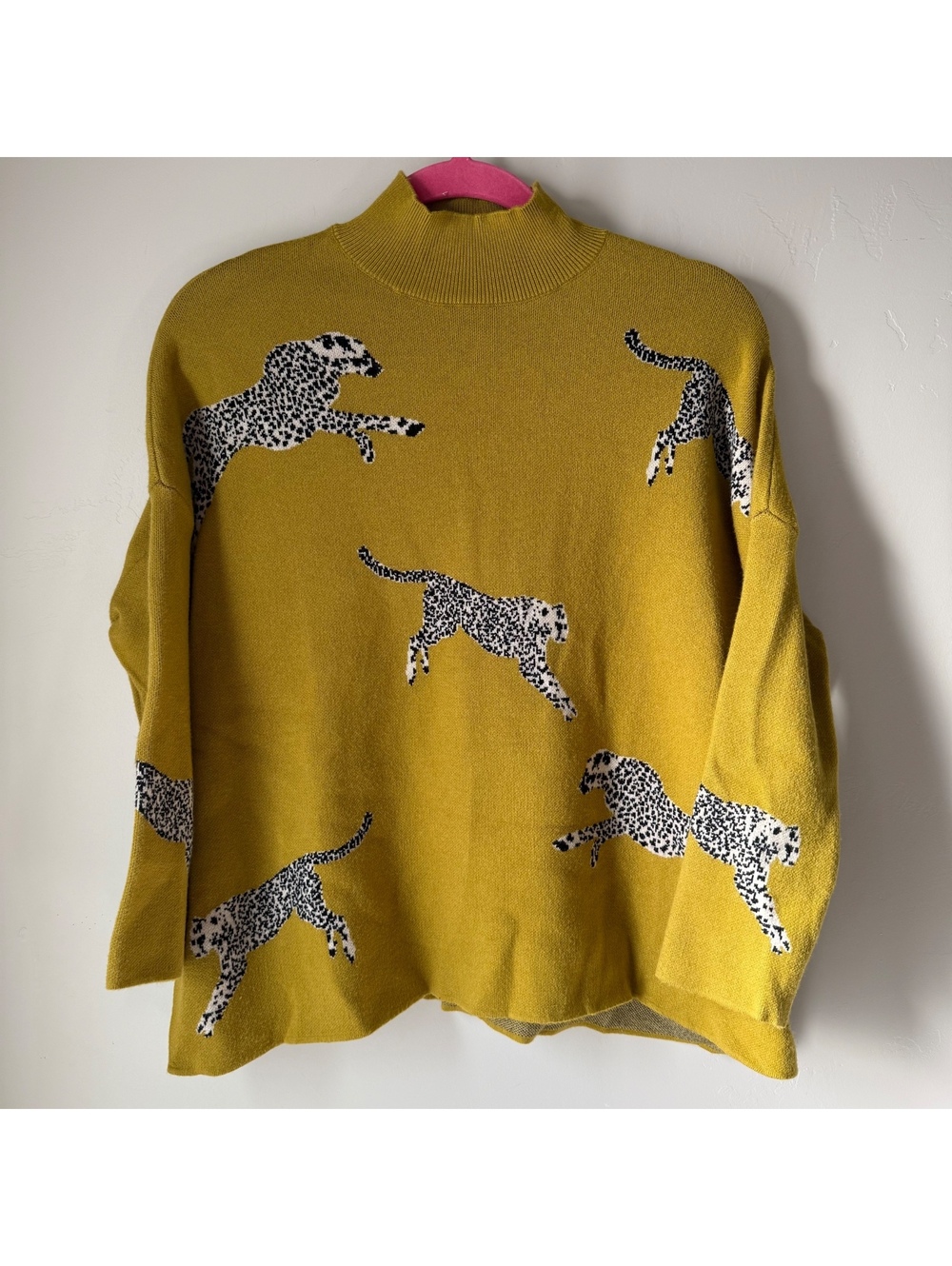 Ali Miles Leopard Print Mock Neck Sweater | small